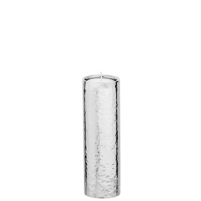 Bagutta Tendence Portacandela Cilindrico Martellato Argentato 16 cm