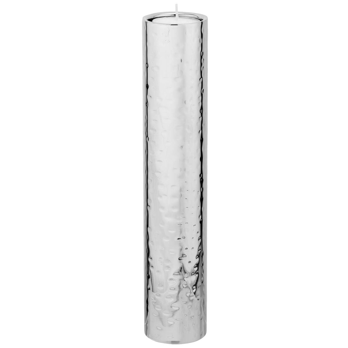 Bagutta Portacandela Tealight Cilindrico in Acciaio Martellato 26 cm