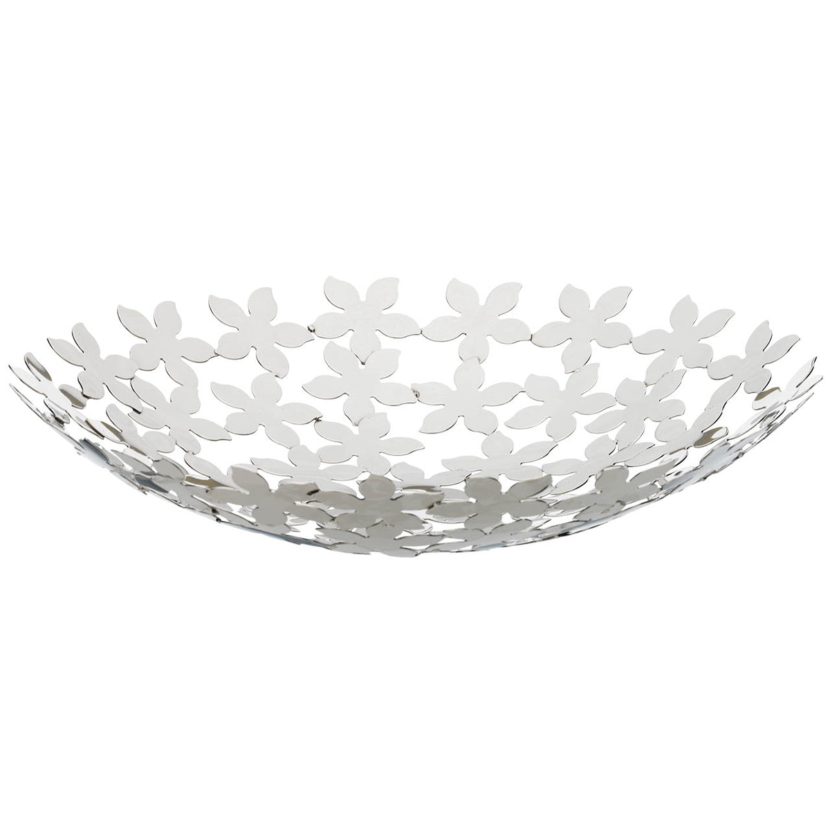 Bagutta Centrotavola Floreale in Acciaio Lucido 32x6 cm