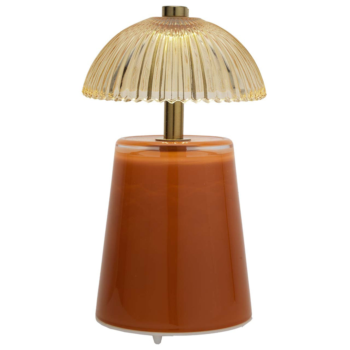 Bagutta Lampada LED da Tavolo in Vetro Rigato Ricaricabile USB Arancione 19 cm