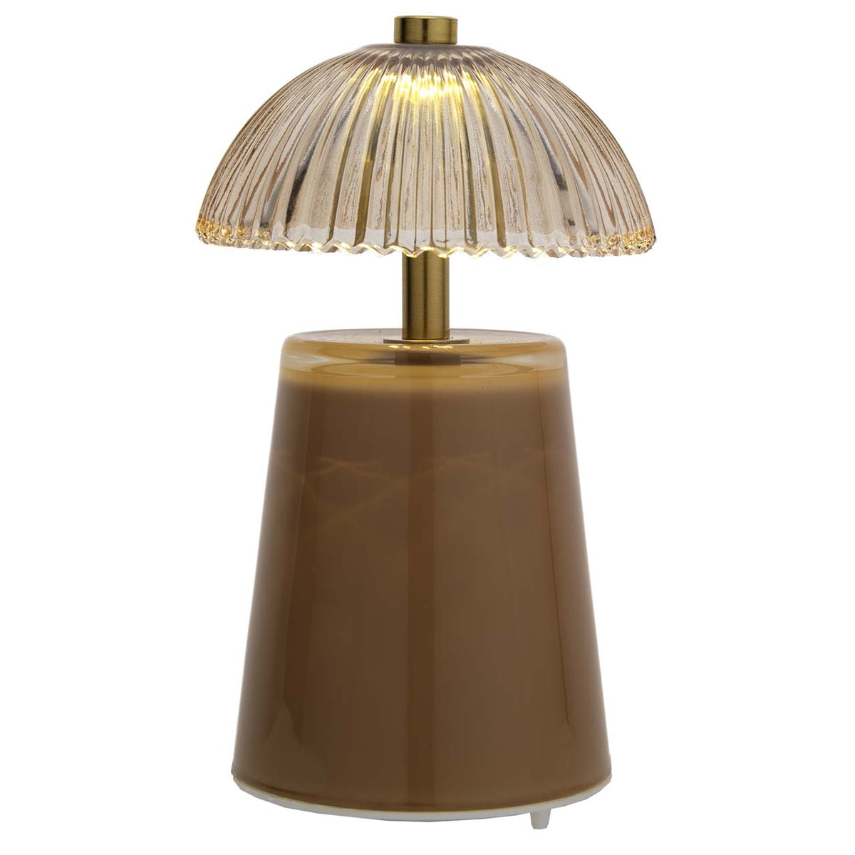 Bagutta Lampada LED da Tavolo in Vetro Rigato Ricaricabile USB Tortora 19 cm