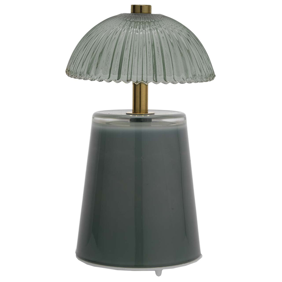 Bagutta Lampada LED da Tavolo in Vetro Rigato Ricaricabile USB Verde 19 cm