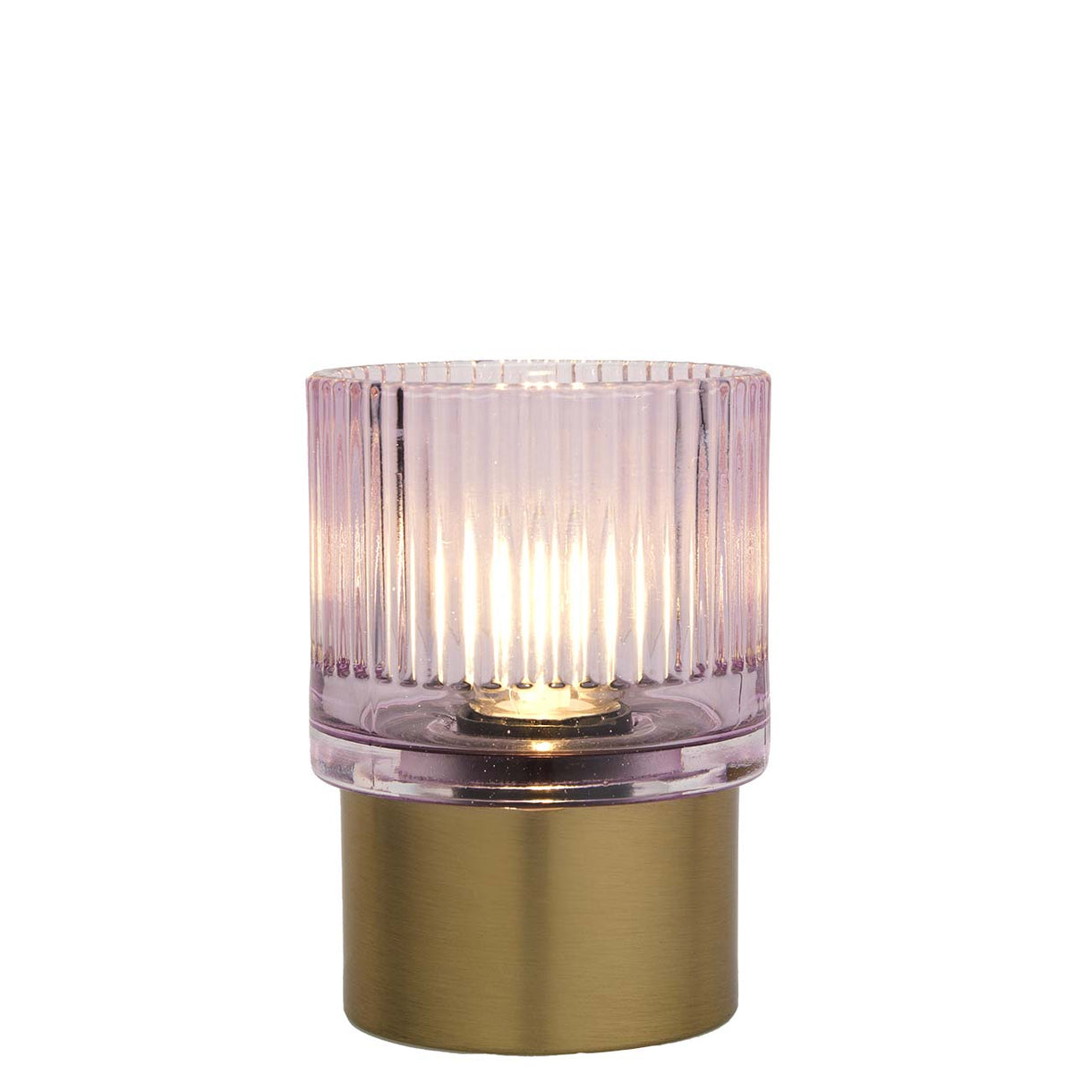 Bagutta Lampada LED da Tavolo in Vetro Rigato Beige con Batterie Incluse 11 cm