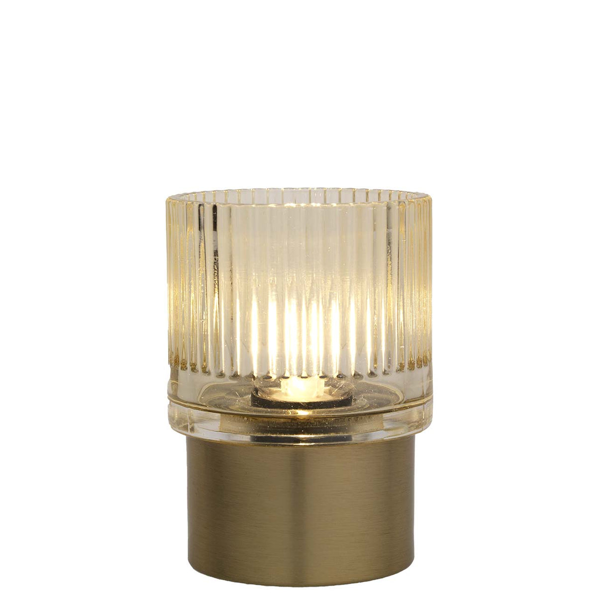 Bagutta Lampada LED da Tavolo in Vetro Rigato Gialla con Batterie Incluse 11 cm