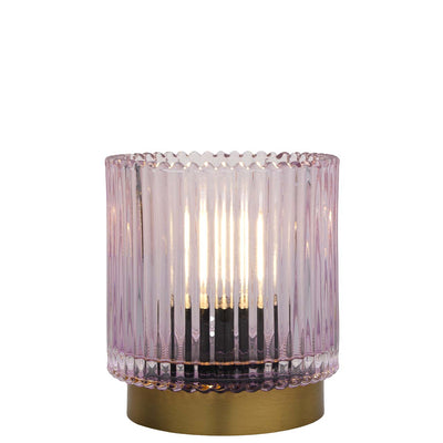 Bagutta Lampada LED da Tavolo in Vetro Rigato Beige con Batterie Incluse 12 cm