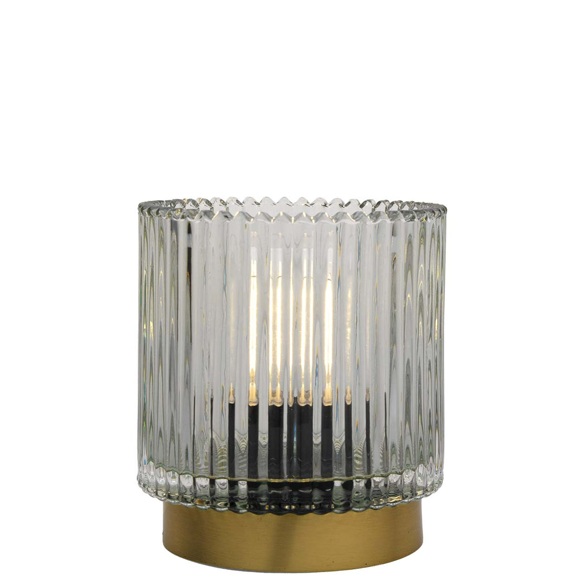 Bagutta Lampada LED da Tavolo in Vetro Rigato Verde con Batterie Incluse 12 cm