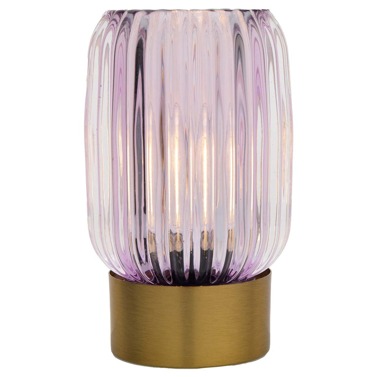 Bagutta Lampada LED da Tavolo in Vetro Rigato Beige con Batterie Incluse 15 cm