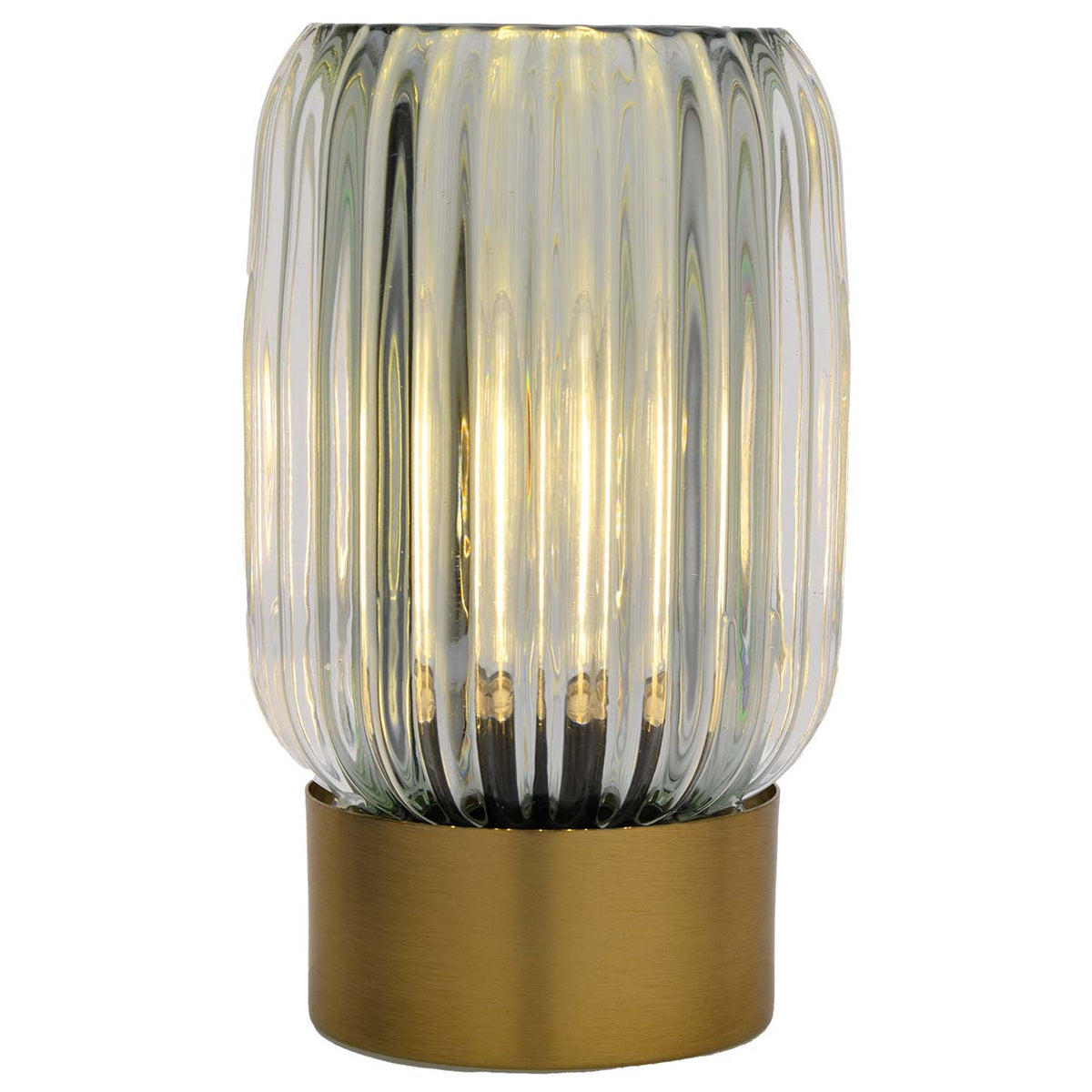 Bagutta Lampada LED da Tavolo in Vetro Rigato Verde con Batterie Incluse 15 cm