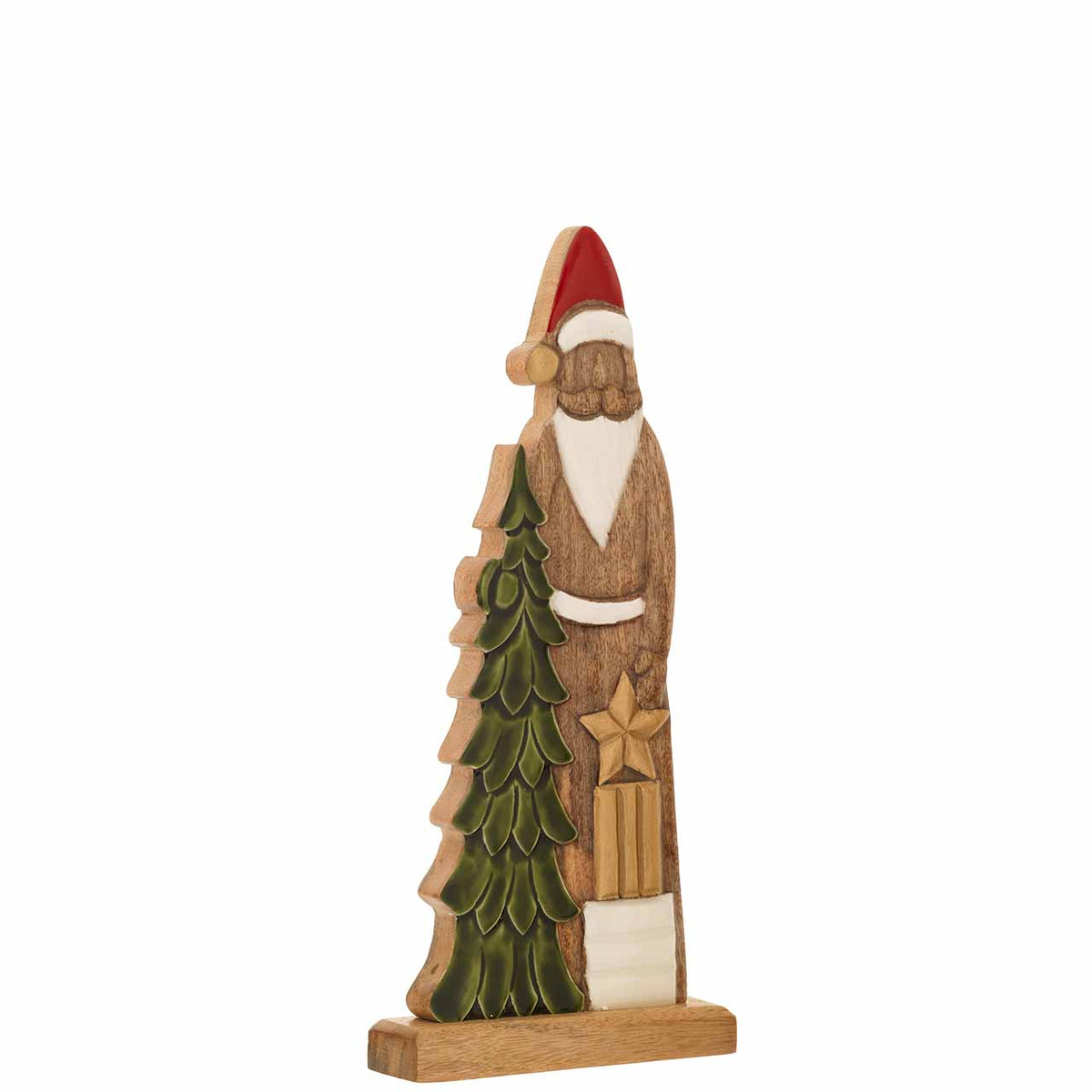 Bagutta Babbo Natale Stilizzato in Legno di Mango con Stella 40 cm