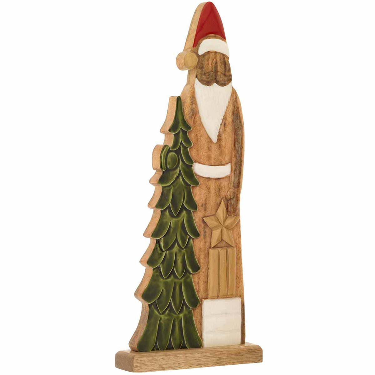 Bagutta Babbo Natale Stilizzato in Legno di Mango con Stella 50 cm