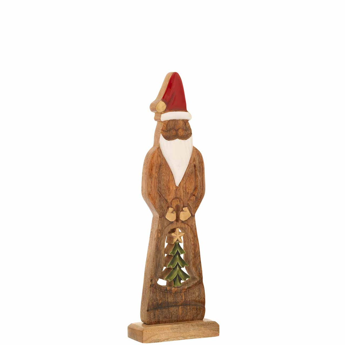 Bagutta Babbo Natale Stilizzato in Legno di Mango con Albero 40 cm