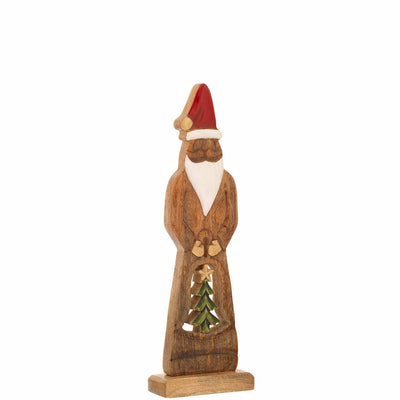 Bagutta Babbo Natale Stilizzato in Legno di Mango con Albero 40 cm