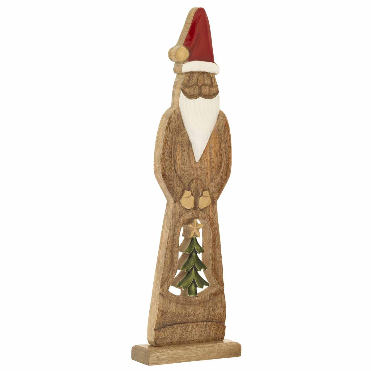 Bagutta Babbo Natale Stilizzato in Legno di Mango con Albero 50 cm
