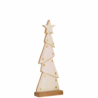 Bagutta Albero Natalizio Stilizzato in Legno di Mango Bianco e Oro 40 cm