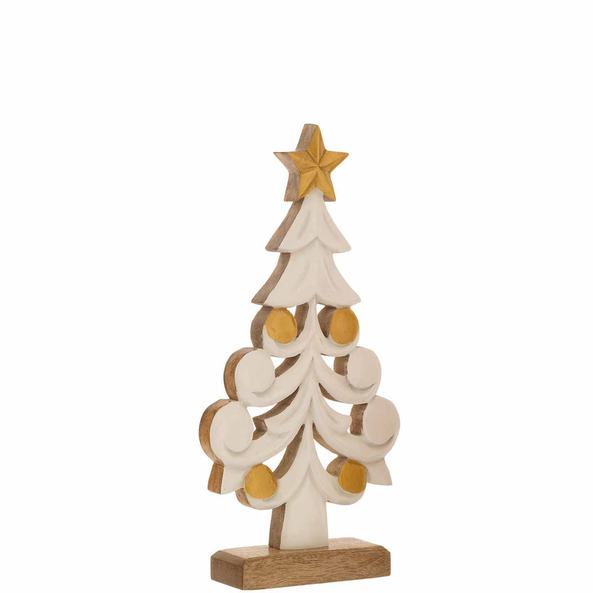 Bagutta Albero Natalizio in Legno di Mango con Cerchi e Stella 40 cm