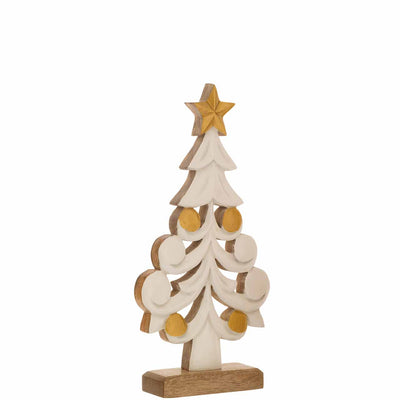 Bagutta Albero Natalizio in Legno di Mango con Cerchi e Stella 40 cm