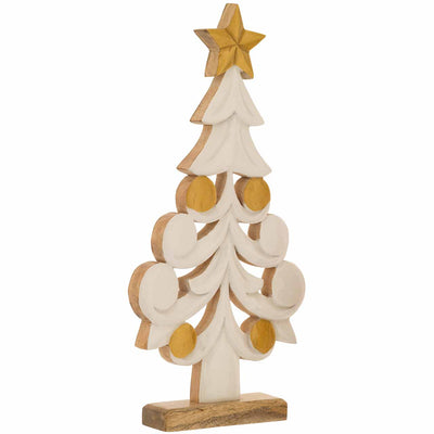Bagutta Albero Natalizio in Legno di Mango con Cerchi e Stella 50 cm