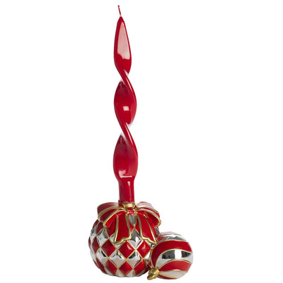 Bagutta Caramella Natalizia Rossa e Argento Profumatore e Portacandela 16 cm