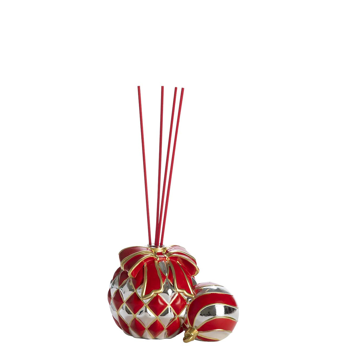 Bagutta Caramella Natalizia Rossa e Argento Profumatore e Portacandela 16 cm