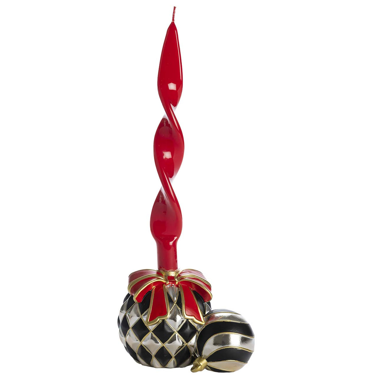 Bagutta Sfera Natalizia Rossa e Argento Profumatore e Portacandela 12 cm