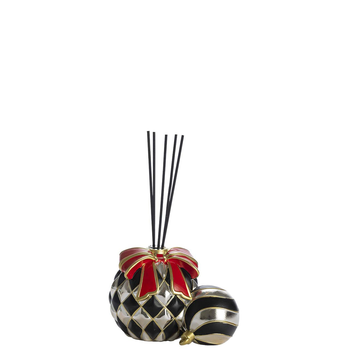 Bagutta Sfera Natalizia Rossa e Argento Profumatore e Portacandela 12 cm