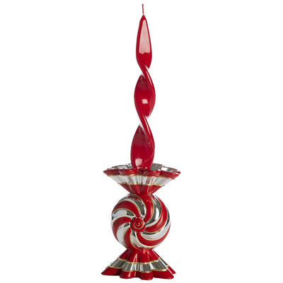 Bagutta Caramella Natalizia Rossa e Argento Profumatore e Portacandela 17 cm