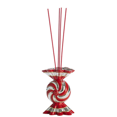 Bagutta Caramella Natalizia Rossa e Argento Profumatore e Portacandela 17 cm