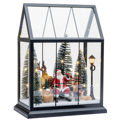 Bagutta Serra Natalizia Nera con Babbo Natale e Luci LED 26x15x33 cm