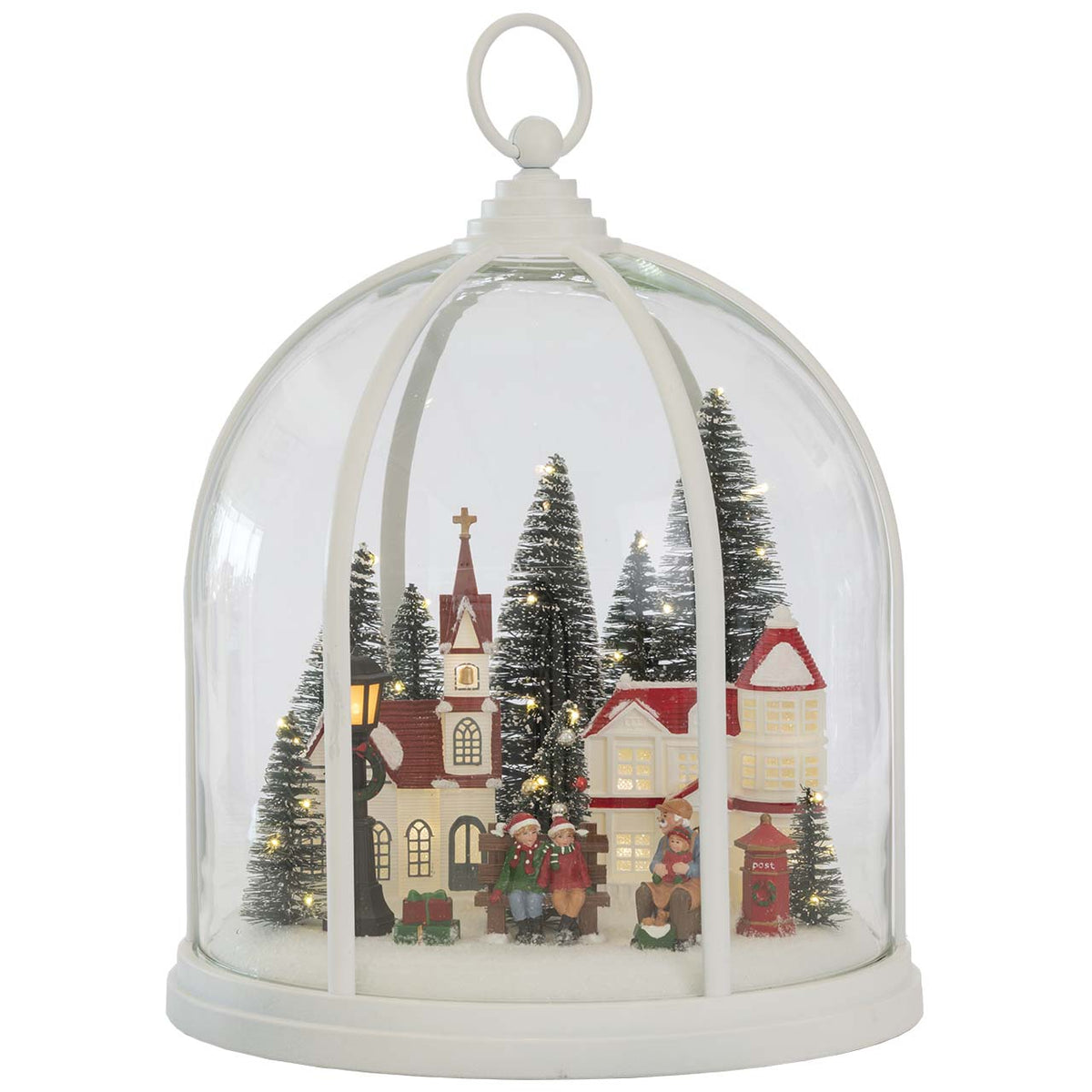 Bagutta Cupola Natalizia Bianca con Villaggio e Luci LED 26x31 cm