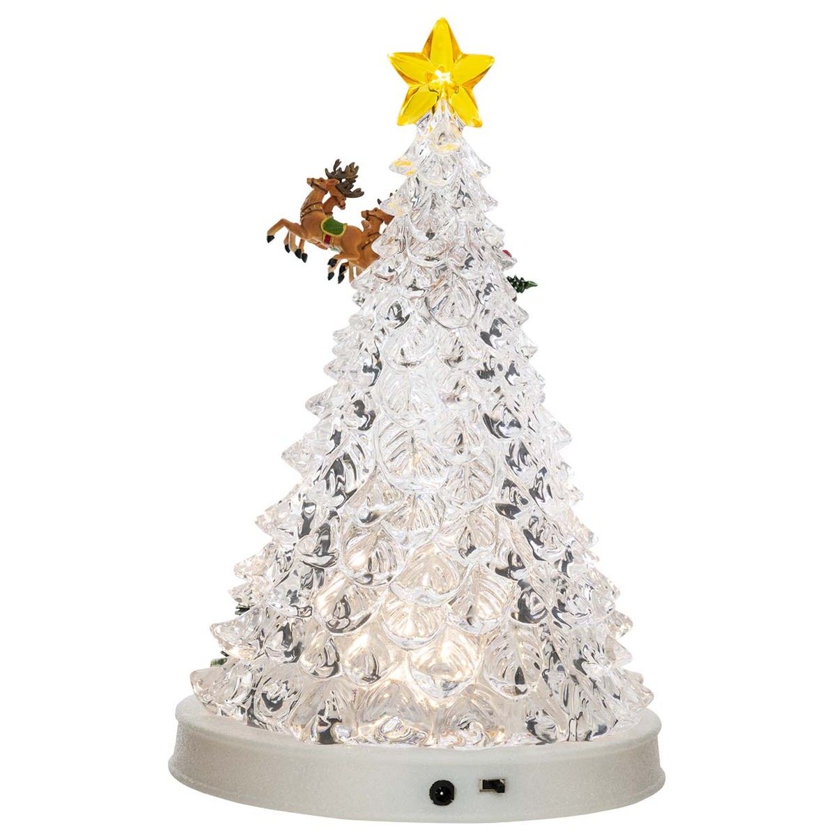 Bagutta Albero Natalizio in Acrilico con Slitta Villaggio e Luci LED USB 19x34 cm