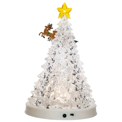 Bagutta Albero Natalizio in Acrilico con Slitta Villaggio e Luci LED USB 19x34 cm