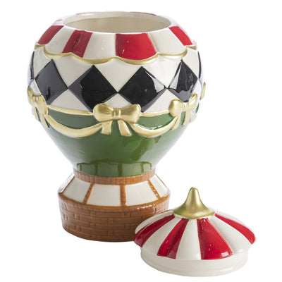 Bagutta Mongolfiera Natalizia in Ceramica Rossa Verde e Bianca 27 cm