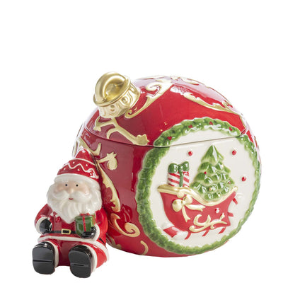 Bagutta Sfera Natalizia in Ceramica con Babbo Natale Seduto 26x18 cm