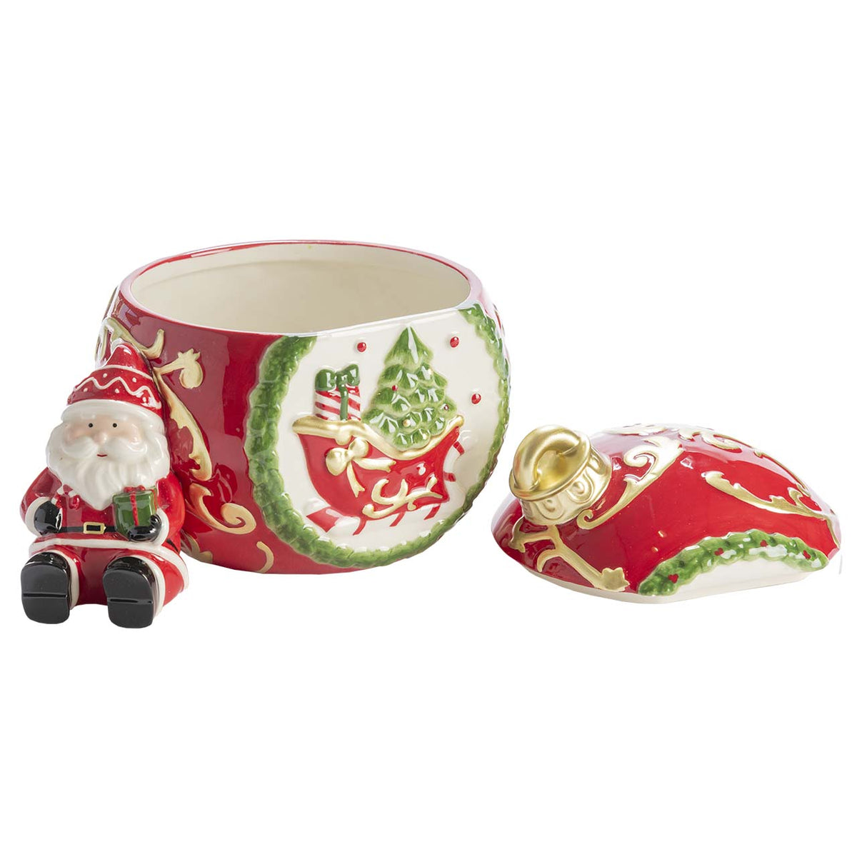 Bagutta Sfera Natalizia in Ceramica con Babbo Natale Seduto 26x18 cm