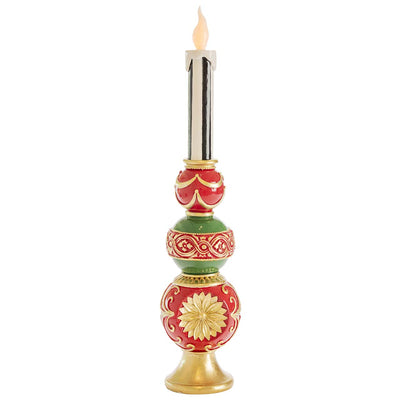 Bagutta Candelabro Ornamentale Rosso e Oro con Candela LED 39 cm