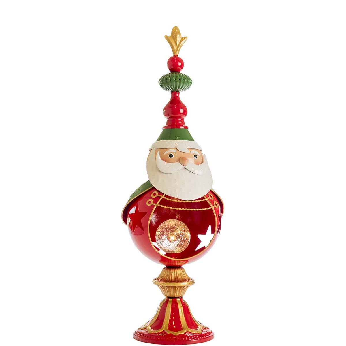 Bagutta Babbo Natale Decorativo Rosso e Oro con Luce LED 53 cm