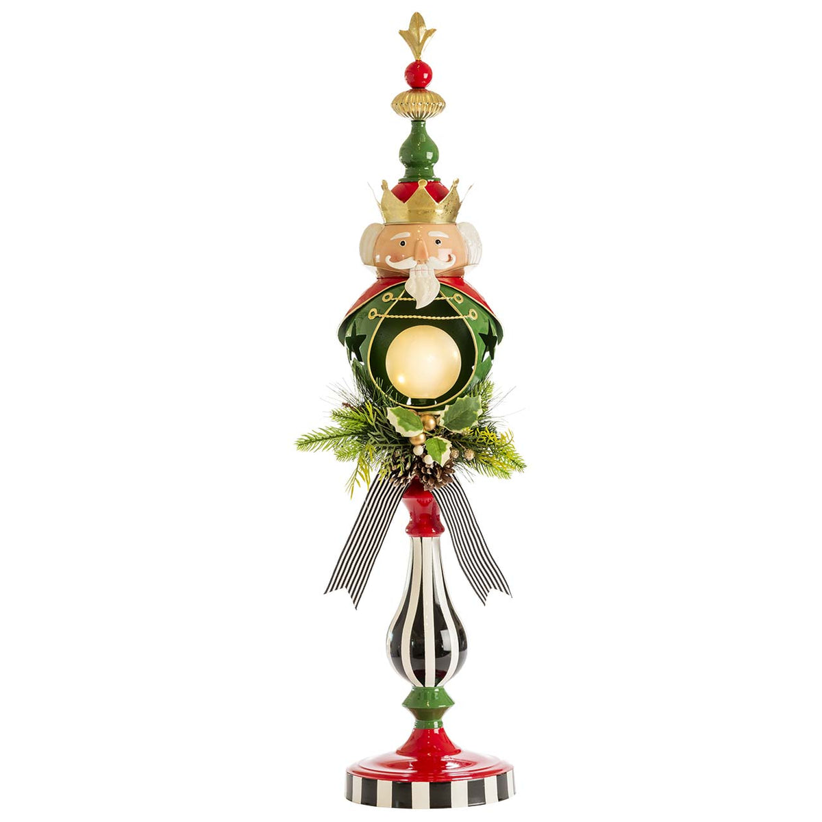 Bagutta Soldatino Stilizzato Verde Nero e Oro con Luce LED 82 cm