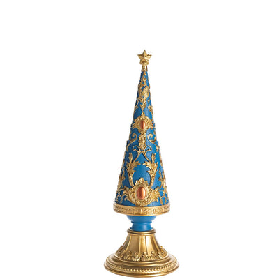 Bagutta Puntale Natalizio Conico Blu e Oro con Stella 49 cm