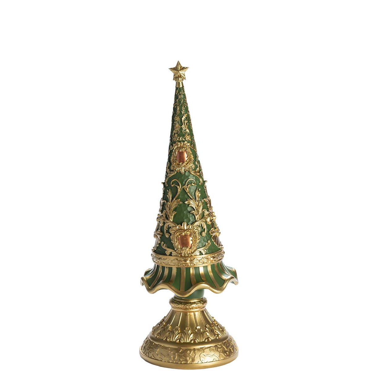 Bagutta Albero Natalizio Conico Verde e Oro con Stella 50 cm