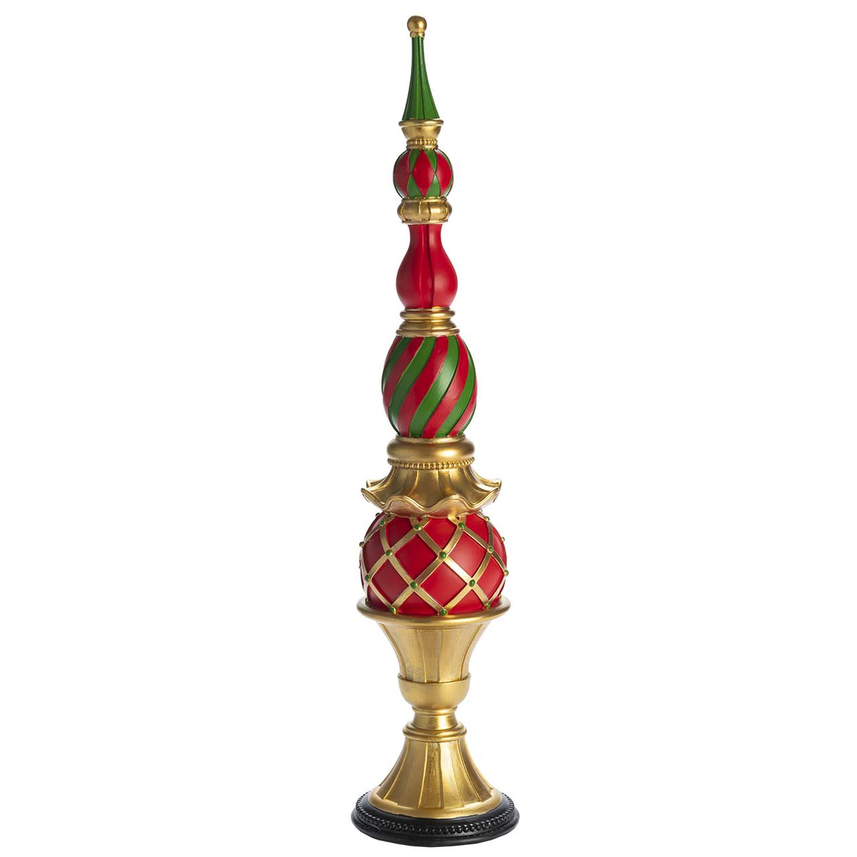 Bagutta Puntale Natalizio Rosso e Verde con Decoro a Spirale 58 cm