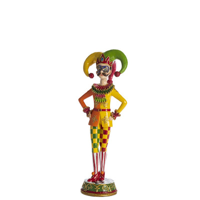 Bagutta Giullare in Resina Rosso e Giallo con Cappello Bicolore 29 cm