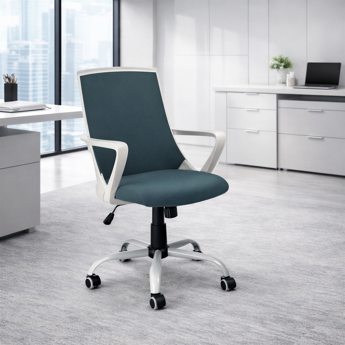 Powerlan Trendy Poltrona da Ufficio in Rete Traspirante con Struttura Bianca
