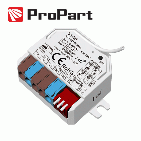 Controller Dimmer LED Monocolore RF 12-48V Push DIM 6A Compatibile con Telecomando 2.4G RF
