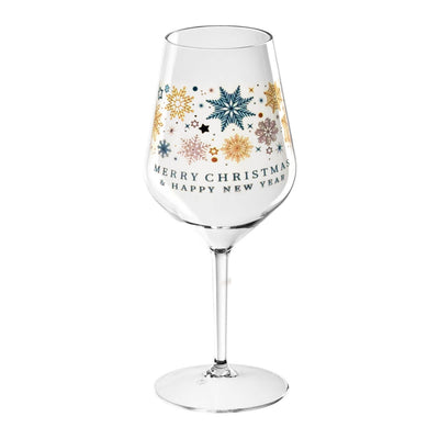 6 calici soffiati Goldplast Wine Cocktail 470cc trasparente Drink Safe, grafica Merry Christmas