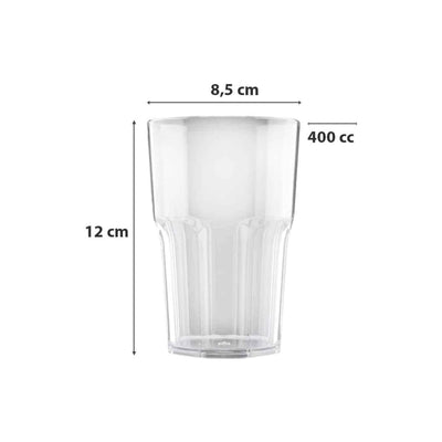 Dettaglio forma e qualità bicchiere Granity Goldplast SAN 400cc