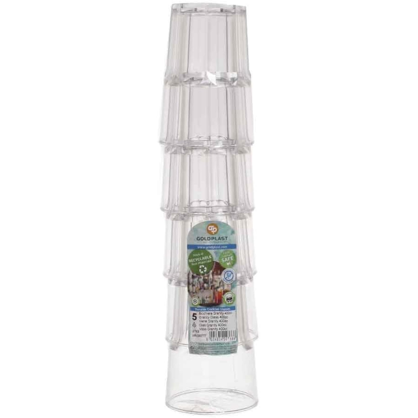 5 BICCHIERI GRANITY IN SAN TRASPARENTE 400 cc - Diamentro 8,5 x Altezza 12 cm