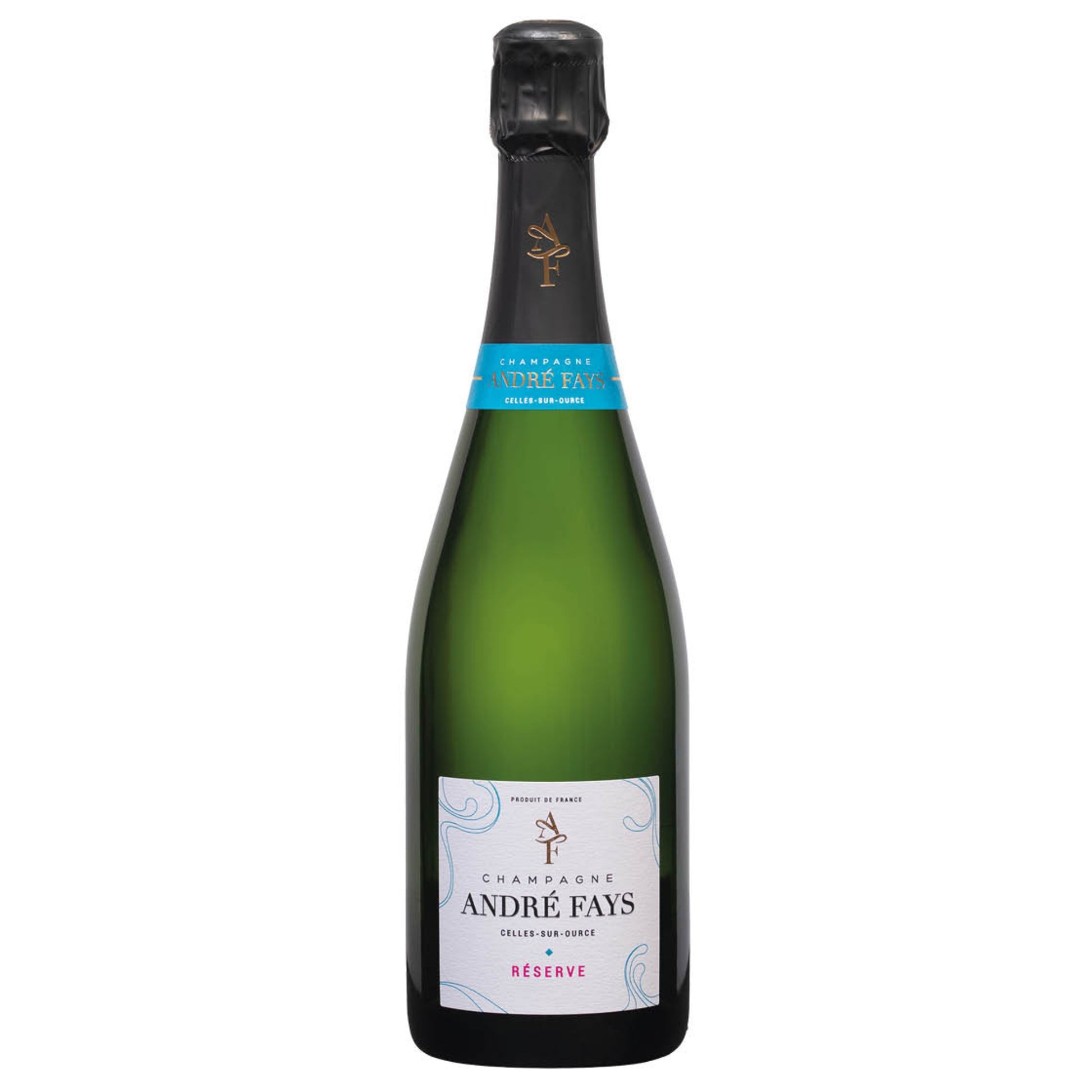 Bottiglia Champagne André Fays Réserve Brut di Celles-sur-Ource con etichetta fronte