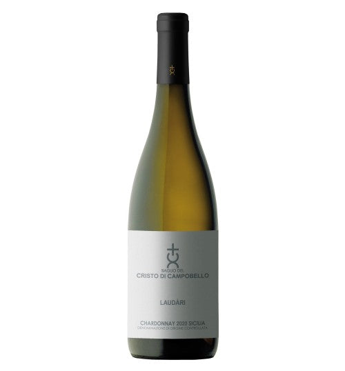 Bottiglia Laudari 2020 Chardonnay DOC Sicilia 75 cl Baglio del Cristo di Campobello, etichetta frontale