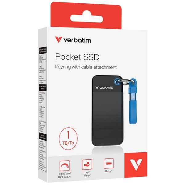 SSD Portatile Pocket USB 3.2 GEN 2 - 1 TB - Nero/Blu- Verbatim - 32191