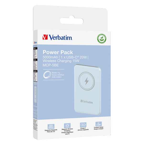 Verbatim - Power Bank Wireless -  5000 mAh - Blu - 32242